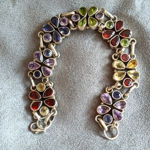 Indian Sterling Silver Gem Bracelet